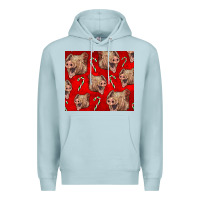Blue Mist Yorkshire Pig And Candy Cane Premium Hoodie - LillyAllenDesigns