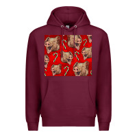 Burgundy Yorkshire Pig And Candy Cane Premium Hoodie - LillyAllenDesigns