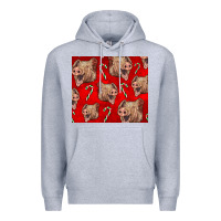 Heather Grey Yorkshire Pig And Candy Cane Premium Hoodie - LillyAllenDesigns
