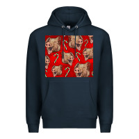 Navy Yorkshire Pig And Candy Cane Premium Hoodie - LillyAllenDesigns