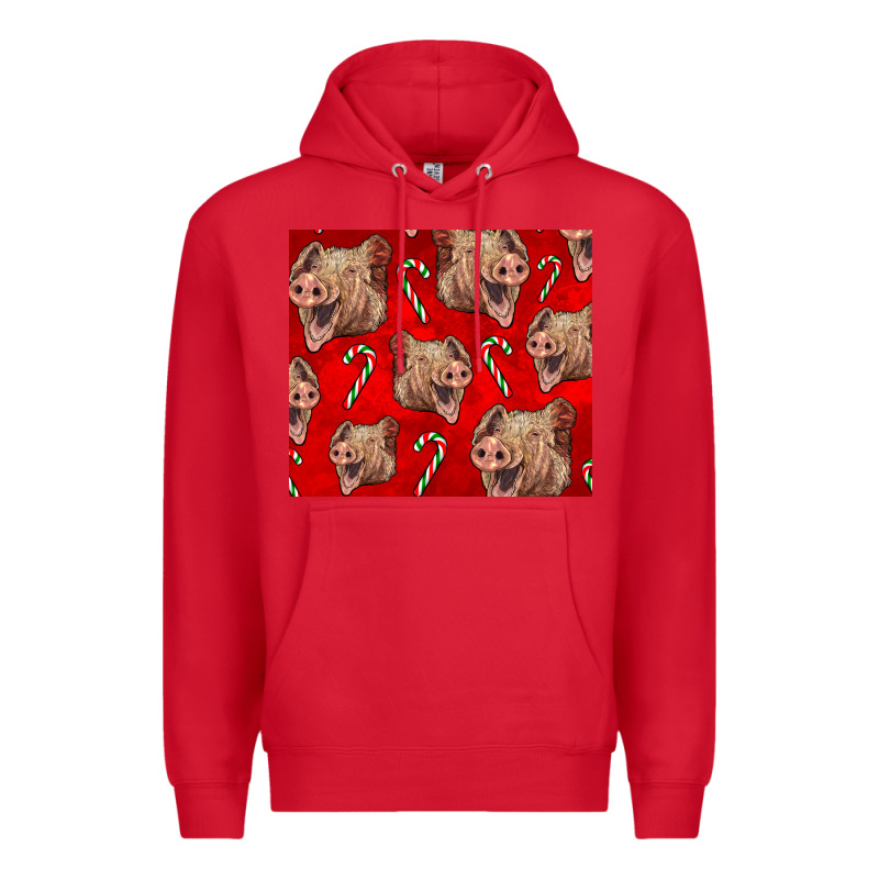 Yorkshire Pig And Candy Cane Premium Hoodie by LillyAllenDesigns | Teevron