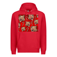 Red Yorkshire Pig And Candy Cane Premium Hoodie - LillyAllenDesigns