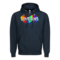 Navy love wins pride lgbtq Zipper Hoodie - AdoDesignShop