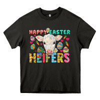 Asphalt Happy Easter Heifers Easter Day Heavy Core Tee - HowdyJamesFarm