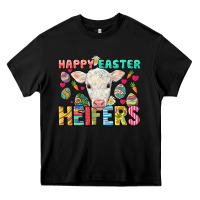 Black Happy Easter Heifers Easter Day Heavy Core Tee - HowdyJamesFarm
