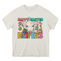 Cream Happy Easter Heifers Easter Day Heavy Core Tee - HowdyJamesFarm