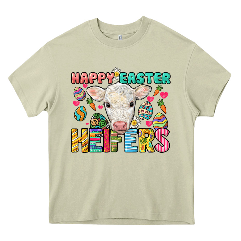 Happy Easter Heifers Easter Day Heavy Core Tee by HowdyJamesFarm | Teevron