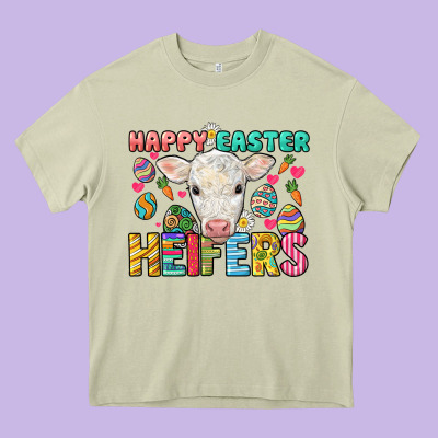Happy Easter Heifers Easter Day Heavy Core Tee Designed By Howdyjamesfarm