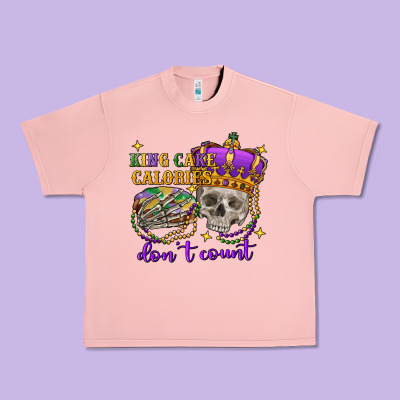 King Cake Calories Don't Count Skull Urban Heavy Tee Designed By Fadigitalartstudio