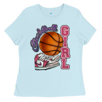 Baby Blue Basketball girl Ladies Tee - HowdyJamesFarm