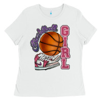 White Basketball girl Ladies Tee - HowdyJamesFarm