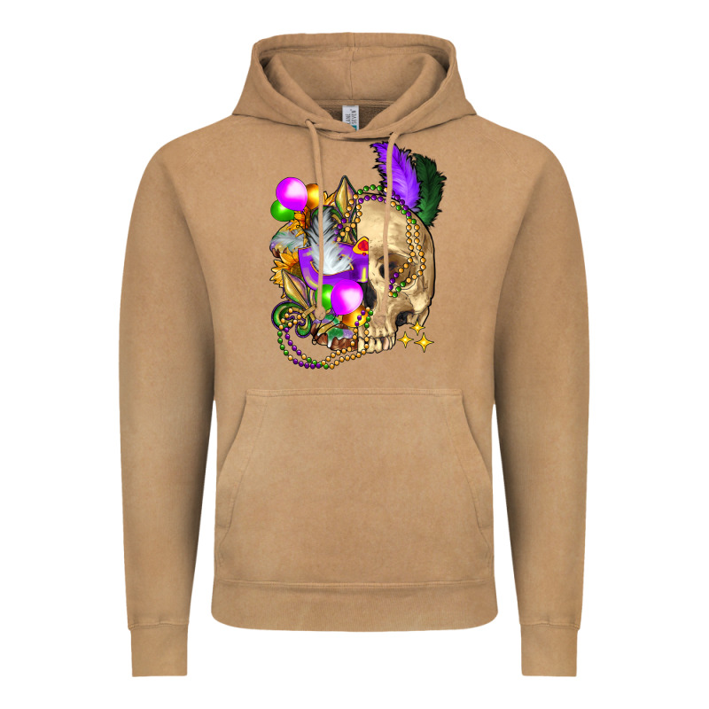 Mardi Gras Skull Vintage Hoodie by FaDigitalArtStudio | Teevron