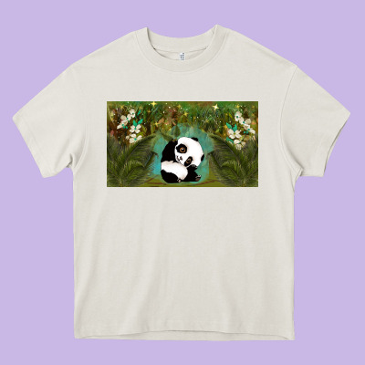 Cute Panda Heavy Core Tee Designed By Tumblerdesignbyshophia