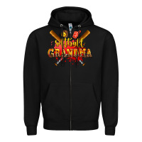 Black softball grandma Zipper Hoodie - AdoDesignShop