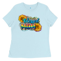 Baby Blue Blessed mom Ladies Tee - CowGirlArtShop