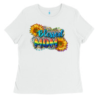 White Blessed mom Ladies Tee - CowGirlArtShop