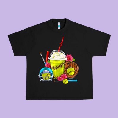 Softball Frappe Coffee Urban Heavy Tee Designed By Fadigitalartstudio