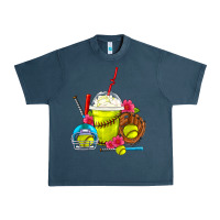 Midnight Navy Softball Frappe Coffee Urban Heavy Tee - FaDigitalArtStudio