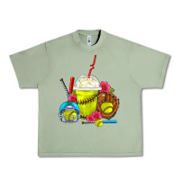 Oil Green Softball Frappe Coffee Urban Heavy Tee - FaDigitalArtStudio
