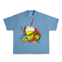 Pebble Blue Softball Frappe Coffee Urban Heavy Tee - FaDigitalArtStudio
