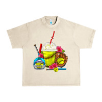 Sandshell Softball Frappe Coffee Urban Heavy Tee - FaDigitalArtStudio