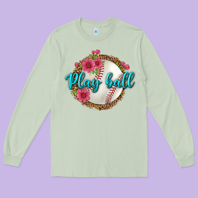 Play Ball Baseball Long Sleeve Tee Designed By Bundleandbundleshop