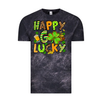Cloud Black St. Patrick's Happy go lucky Vintage Tee - OliviaCreatesArt