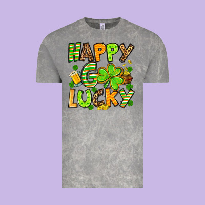 St. Patrick's Happy Go Lucky Vintage Tee Designed By Oliviacreatesart