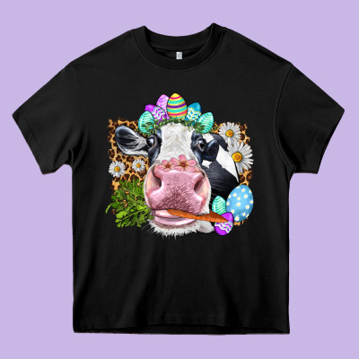 Happy Easter Cow With Eggs Easter Day Heavy Core Tee Designed By Howdyjamesfarm
