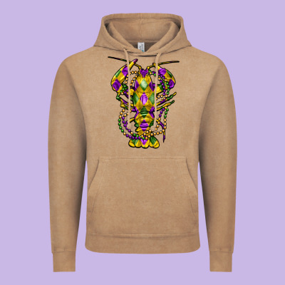 Mardi Gras Crawfish Vintage Hoodie Designed By Fadigitalartstudio