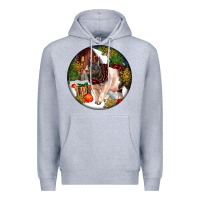 Heather Grey hampshire sow pig christmas Premium Hoodie - LillyAllenDesigns
