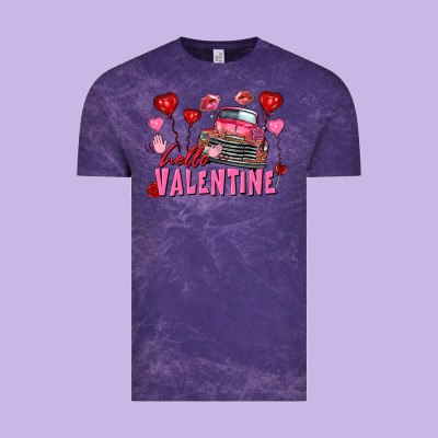 Hello Valentine Valentine's Day Truck Vintage Tee Designed By Fadigitalartstudio