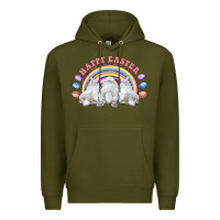 Army Green Happy easter bunny tails Premium Hoodie - RanaPortraitStore