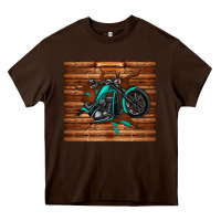 Chocolate Brown woodgrain motorcycle Heavy Core Tee - TumblerDesignByShophia