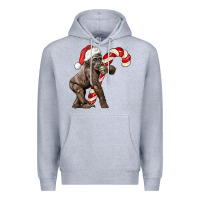 Heather Grey Christmas Candy Cane Baby Gorilla Premium Hoodie - LillyAllenDesigns