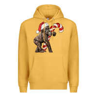 Mustard Christmas Candy Cane Baby Gorilla Premium Hoodie - LillyAllenDesigns