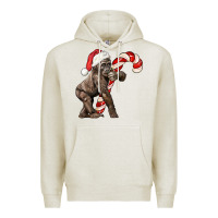 Oatmeal Heather Christmas Candy Cane Baby Gorilla Premium Hoodie - LillyAllenDesigns