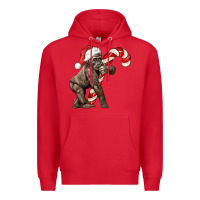 Red Christmas Candy Cane Baby Gorilla Premium Hoodie - LillyAllenDesigns