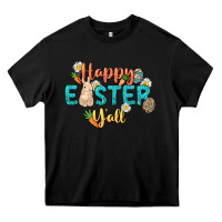 Black Happy Easter y'all Easter Day Heavy Core Tee - HowdyJamesFarm