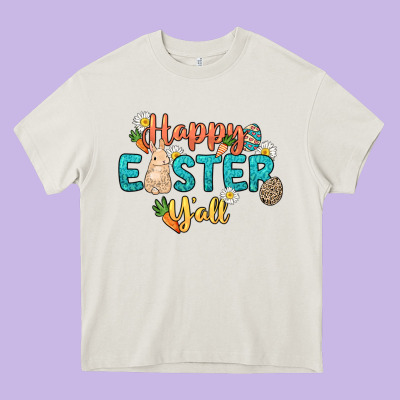 Happy Easter Y'all Easter Day Heavy Core Tee Designed By Howdyjamesfarm