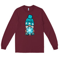 Burgundy winter gnome with snowflake Long Sleeve Tee - BundleAndBundleShop