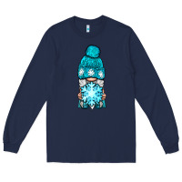 Navy winter gnome with snowflake Long Sleeve Tee - BundleAndBundleShop