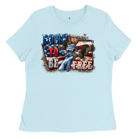 Baby Blue Born to be free Ladies Tee - CowGirlArtShop