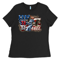 Black Born to be free Ladies Tee - CowGirlArtShop