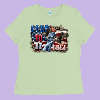 Born To Be Free Ladies Tee Designed By Cowgirlartshop
