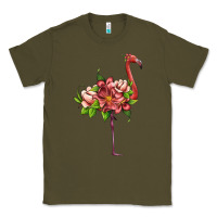 Army Green flamingo with tropical flowers Classic Tee - Artiststas
