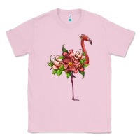 Bubblegum Pink flamingo with tropical flowers Classic Tee - Artiststas