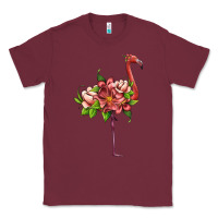 Burgundy flamingo with tropical flowers Classic Tee - Artiststas