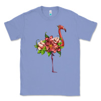 Colony Blue flamingo with tropical flowers Classic Tee - Artiststas