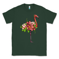 Sports Green flamingo with tropical flowers Classic Tee - Artiststas